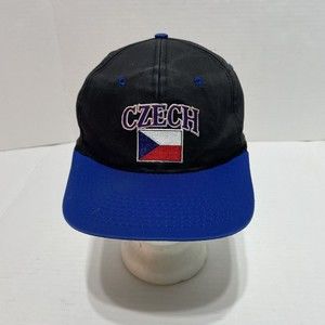 Czech Embroidered Snapback Hat, Blue/Black Cap, Country Flag